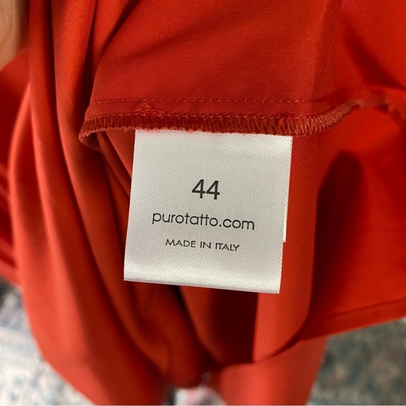 PUROTATTO Orange Tiered Maxi Dress W/ Tan Ribbon Size 44 US 6-8 Made In Italy - Picture 12 of 16